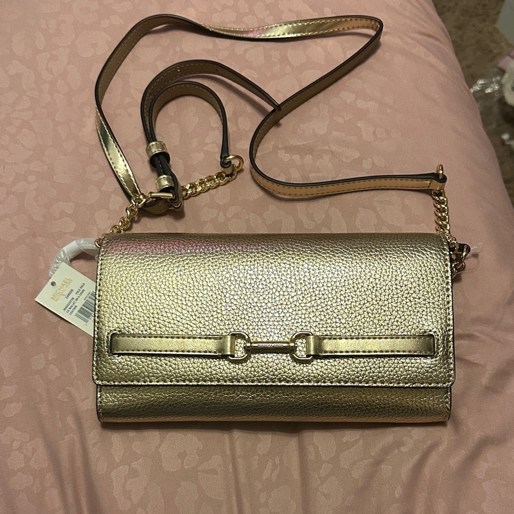 Michael By Michael Kors Stylish Gold Crossbody Bag
